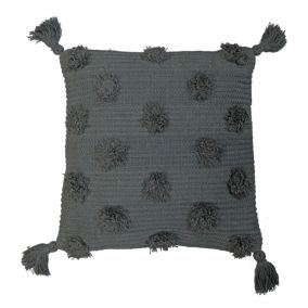 COUSSIN CHINDI POMPONS LOOPIES GRIS URBAN 40X40