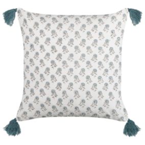 Coussin CORNUS Coton 45 x 45 cm Bleu Motif floral