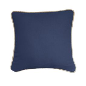 COUSSIN COTON RECYCLE PIPING JUTE BLEU PROFOND 40X40