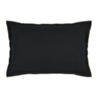 Coussin coton volant plat feston noir (40x60 cm - Noir)
