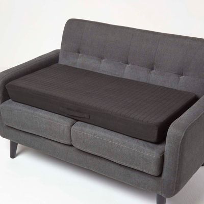 Coussin d'assise déhoussable pour canapé 2 places en suédine, noir - HOMESCAPES