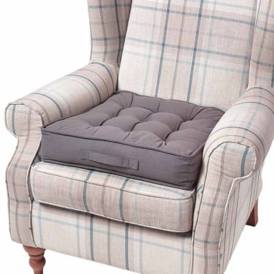 Coussin d'assise rehausseur en coton gris ardoise, 50 x 50 x 10 cm - HOMESCAPES