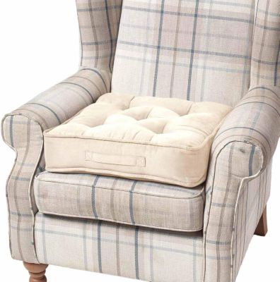 Coussin d'assise rehausseur en suédine crème, 50 x 50 x 10 cm - HOMESCAPES
