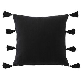 Coussin déco Tasselina - 45 x 45 Noir Douceur d'Intérieur