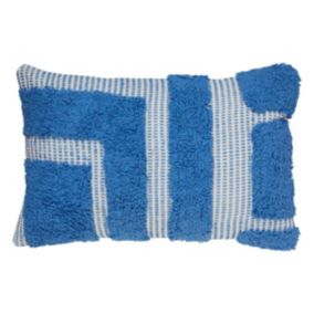 Coussin Déco Tufté "Poppy" 38x58cm Bleu
