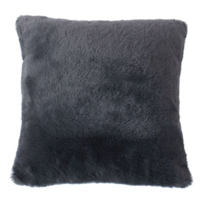 Coussin décoratif imitation fourrure toucher ultra doux (40x40 cm - Gris anthracite)