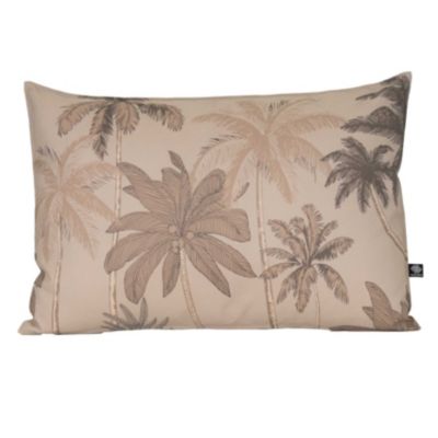 Coussin d'extérieur déperlant imprimé palmiers (40x60 cm - Taupe)