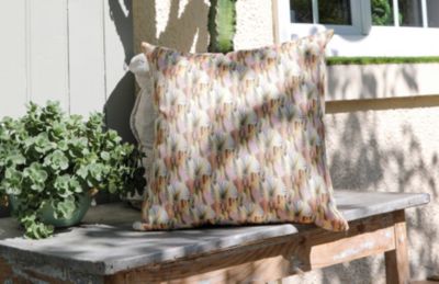 Coussin d'extérieur à motif feuilles orange L.45 x l.45 cm
