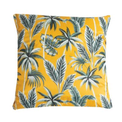 Coussin d'extérieur carré imperméable imprimé jungle jaune et vert L.45 x l.45cm Deco&co