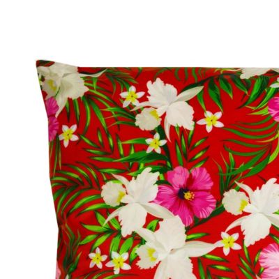 Coussin d'extérieur carré imperméable imprimé motif fleur tropicale L.45 x l.45cm Deco&co