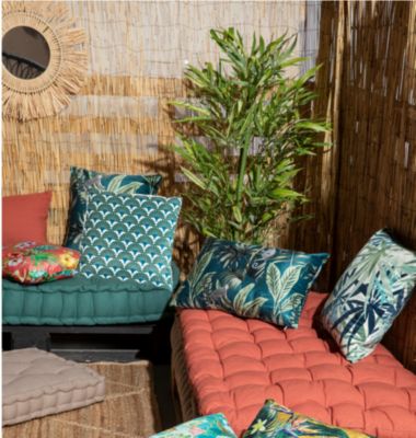 Kiatuniya Lot De 2 Housses De Coussin D'extérieur 40 X 40 Cm, Jaunes, Résistantes Aux Intempéries, Décoratives, Modernes, Pour Jardin, Canapé, Balcon, Terrasse