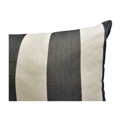 Coussin d'extérieur rectangulaire rayé anthracite 45 x 30 x 12 cm Tendances et Créations