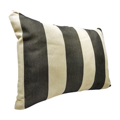 Coussin d'extérieur rectangulaire rayé anthracite 45 x 30 x 12 cm Tendances et Créations