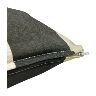 Coussin d'extérieur rectangulaire rayé anthracite 45 x 30 x 12 cm Tendances et Créations