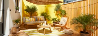 Coussin d'extérieur rectangulaire rayé jaune 45 x 30 x 12 cm Tendances et Créations