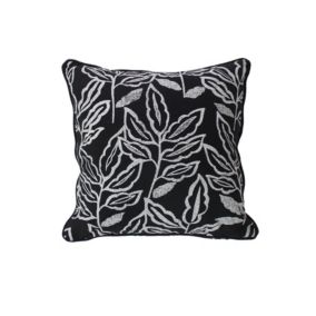 Coussin déhoussable en coton recyclé Chambray (40x40 cm - Noir)