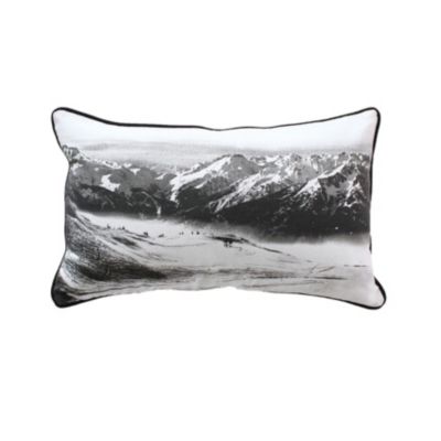 Coussin déhoussable en coton recyclé imprimé au recto/verso (30x50 cm - Noir)