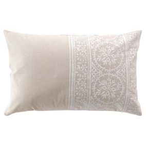 Coussin déhoussable en polycoton imprimé (40x60 cm - Blanc)