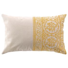 Coussin déhoussable en polycoton imprimé (40x60 cm - Jaune)