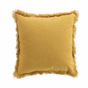 Coussin déhoussable à franges (45x45 cm - Jaune)