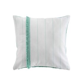 Coussin déhoussable à galon frangé (40x40 cm - Vert menthe)