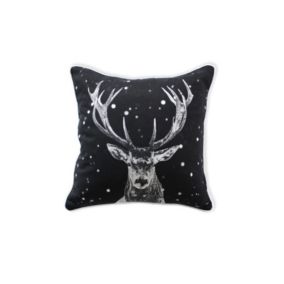 Coussin déhoussable imprimé cerf 40x40cm - 40x40cm - Noir