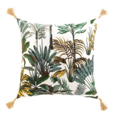 Coussin déhoussable imprimé feuillage (50x50 cm - Multicolore)