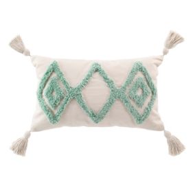 Coussin déhoussable à motifs tuftés (30x50 cm - Sauge)