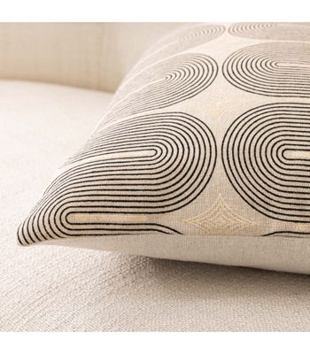 Coussin déhoussable ONDINE 40 x 60 cm - Polycoton imprimé métallisé - Coloris Noir - 40x60cm - Noir