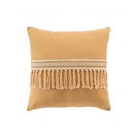 Coussin déhoussable à pompons "Janara" - 45x45cm - Ocre