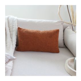 Coussin déhoussable tissu bouclé 30x50cm - 30x50cm - Terre cuite