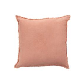 Coussin délavé en lin rose pêche 45x45cm