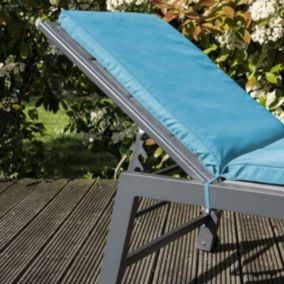 Coussin de bain de soleil en polyester bleu  Oviala