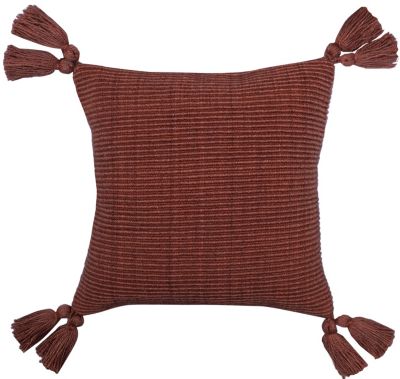 Coussin de coussin tissu texturé pomposs terracotta L.40 x l.40cm Ornami