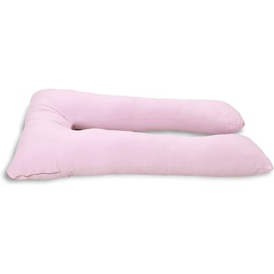 Coussin de grossesse déhoussable en coton BANANAIR 140x80 cm rose