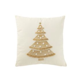 Coussin de Noël carré en coton blanc 45x45x12 cm