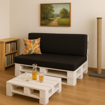 Coussin de palette  120x50x10cm assise, coussin de palette Noir, coussin de mobilier de jardin, coussin de jardin