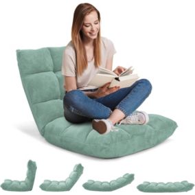 Coussin de Sol avec Dossier Inclinaison Réglable sur 14 Niveaux 105 x 56 x 15CM (Vert Clair)