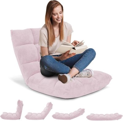 Coussin de Sol avec Dossier Inclinaison Réglable sur Paresseux Fauteuil avec Velours Corail Confortable 105 x 56 x 15CM