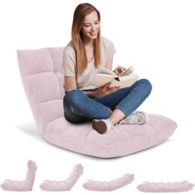 Coussin de Sol avec Dossier Inclinaison Réglable sur Paresseux Fauteuil avec Velours Corail Confortable 105 x 56 x 15CM