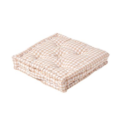 Coussin de sol beige - carreaux vichy - 50 x 50 cm - HOMESCAPES
