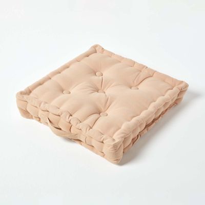 Coussin de sol - beige uni - 50 x 50 cm - HOMESCAPES
