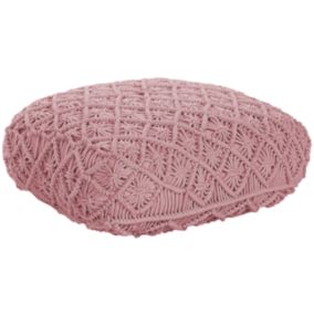 Coussin de sol BERRECHID Coton 50 cm 50 cm Macramé Rose