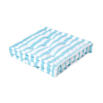 Coussin de sol bleu - grandes rayures - 40 x 40 cm - HOMESCAPES
