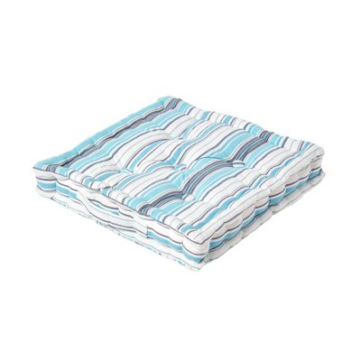Coussin de sol bleu - rayure new england - 40 x 40 cm - HOMESCAPES
