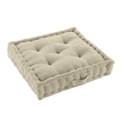Coussin de sol déhoussable  50 x 50 x 10 cm coton/polyester recyclé Twily Ecru