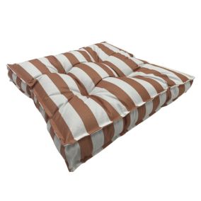 Coussin de sol déperlant rayé terracotta blanc L.60 x l.60 x ep.10cm Ornami
