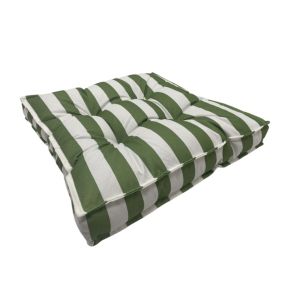 Coussin de sol déperlant rayure vert L.60 x l.60 x ep.10cm Ornami