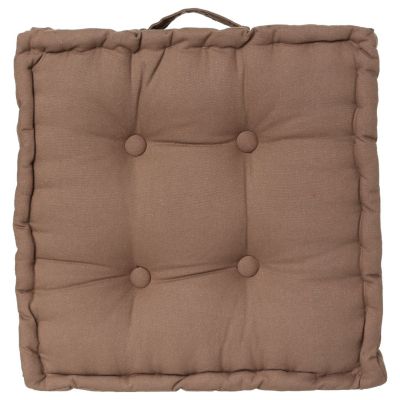 Coussin de sol en coton Taupe, L. 40 x l. 40 x H. 8 cm, ANJALI