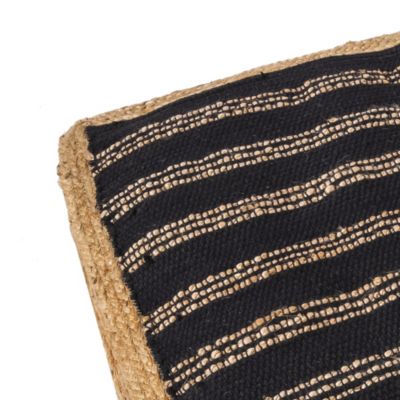 Coussin de sol en jute Chindi Deko & Co rayé noir L.120 x l.60 cm